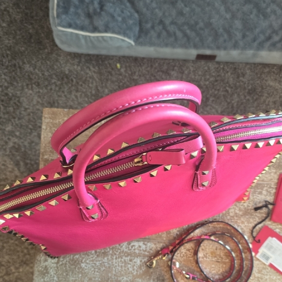 Valentino Vibrant Pink Studded Tote - Picture 8 of 16